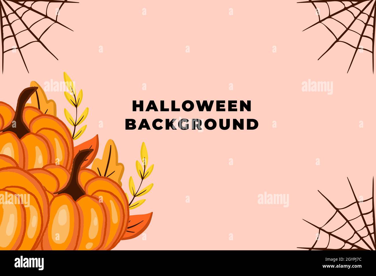 semplice sfondo di halloween disegnato a mano con zucca, floreale e ragnatela ragno Illustrazione Vettoriale