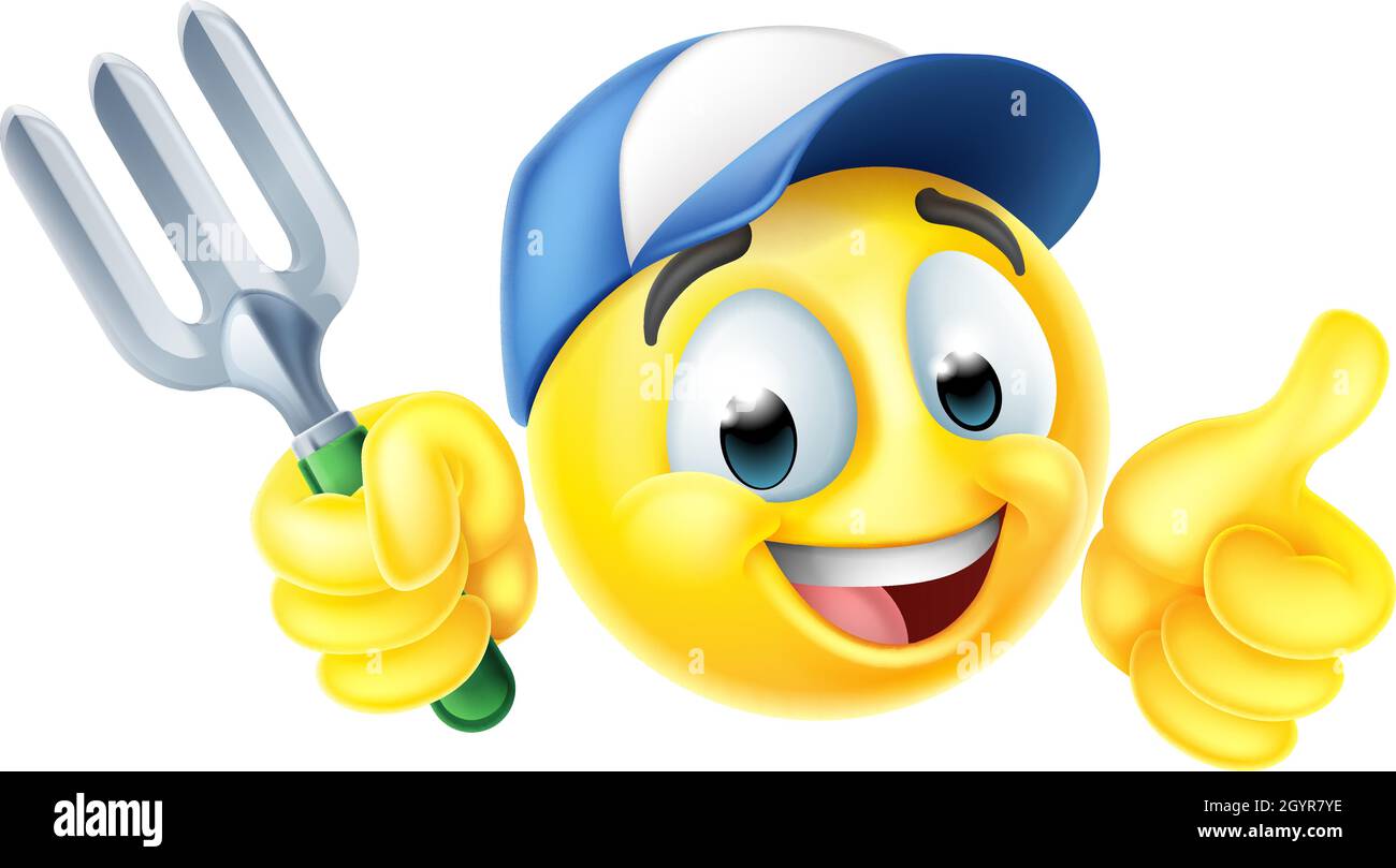 Giardiniere Emoticon viso Cartoon Illustrazione Vettoriale