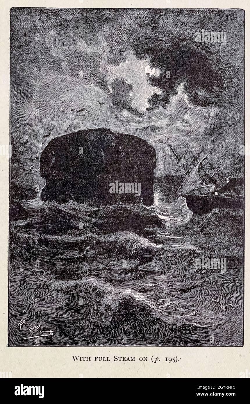 A vapore pieno dal libro ' Mistress Branican ' di Jules Verne, illustrato da Leon Benet. La storia inizia negli Stati Uniti, dove l'eroina, Mistress Branican, subisce una rottura mentale dopo la morte per annegamento del suo giovane figlio. Dopo il recupero, lei apprende che suo marito, capitano Branican, è stato segnalato perso in mare. Dopo aver acquistato una fortuna, è in grado di lanciare una spedizione per cercare suo marito, che è convinto è ancora vivo. Lei stessa guida la spedizione e Trail la porta nell'entroterra australiano. Mistress Branican (francese: Mistress Branican, Foto Stock