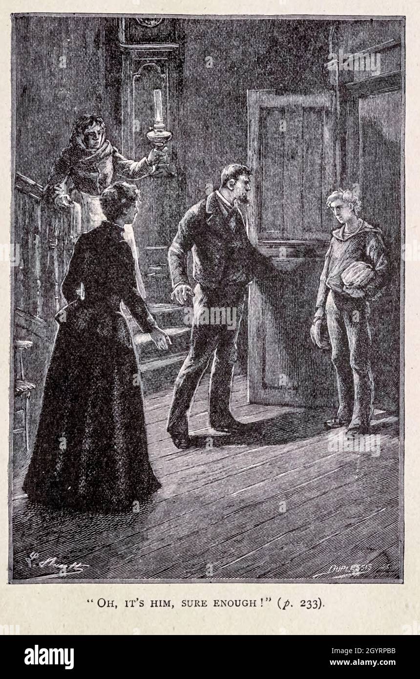 OH! È lui, abbastanza sicuro dal libro ' Mistress Branican ' di Jules Verne, illustrato da Leon Benet. La storia inizia negli Stati Uniti, dove l'eroina, Mistress Branican, subisce una rottura mentale dopo la morte per annegamento del suo giovane figlio. Dopo il recupero, lei apprende che suo marito, capitano Branican, è stato segnalato perso in mare. Dopo aver acquistato una fortuna, è in grado di lanciare una spedizione per cercare suo marito, che è convinto è ancora vivo. Lei stessa guida la spedizione e Trail la porta nell'entroterra australiano. Mistress Branican (francese: Mistress Fr Foto Stock