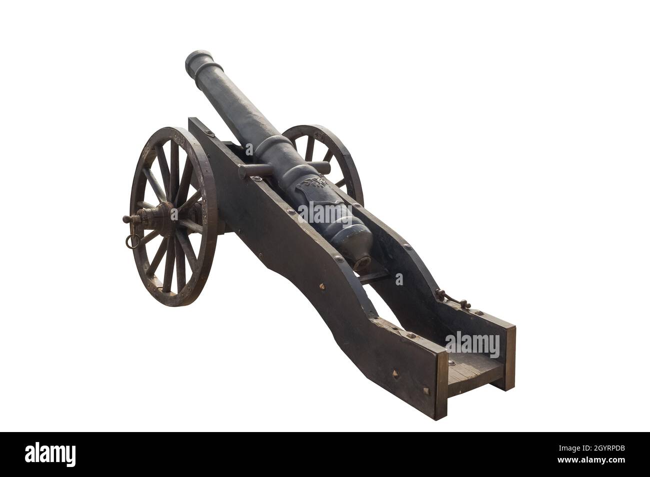 Cannone antico isolato su sfondo bianco Foto Stock