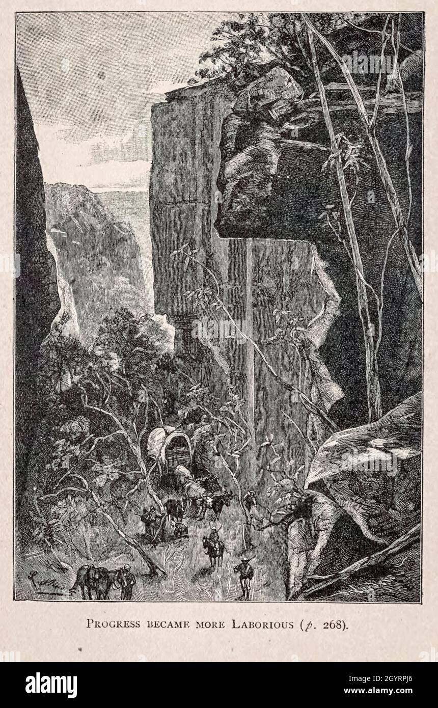 Il progresso divenne più laborioso dal libro ' Mistress Branican ' di Jules Verne, illustrato da Leon Benet. La storia inizia negli Stati Uniti, dove l'eroina, Mistress Branican, subisce una rottura mentale dopo la morte per annegamento del suo giovane figlio. Dopo il recupero, lei apprende che suo marito, capitano Branican, è stato segnalato perso in mare. Dopo aver acquistato una fortuna, è in grado di lanciare una spedizione per cercare suo marito, che è convinto è ancora vivo. Lei stessa guida la spedizione e Trail la porta nell'entroterra australiano. Mistress Branican (francese: Mistres Foto Stock