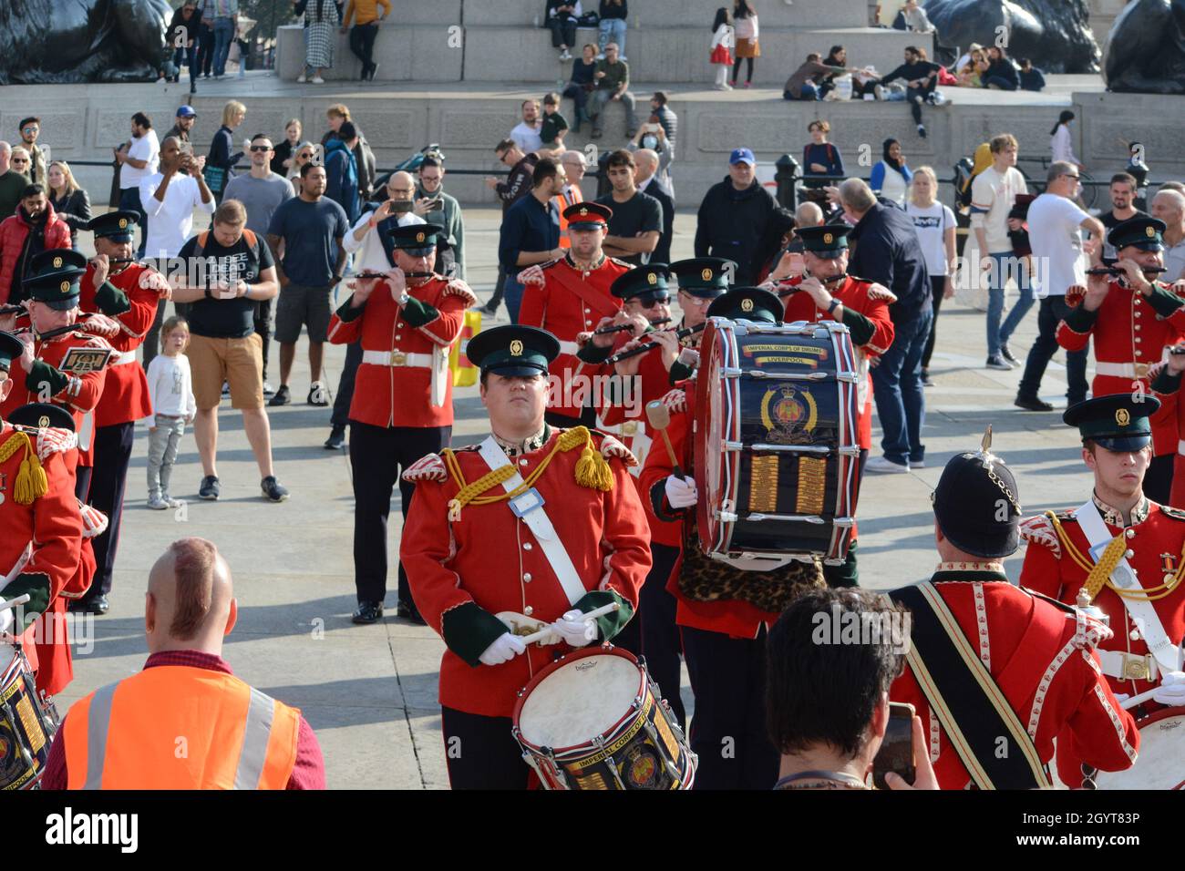Londra, Regno Unito. 9 ottobre 2021. Protesta contro il protocollo N.I No IrishSea border in Trafalgar Square, Londra, UK. 9 ottobre 2021. Credit: Picture Capital/Alamy Live News Foto Stock