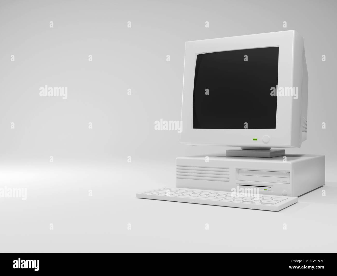 Computer vecchio desktop retro vintage pc con schermo nero monitor e case  3D rendering illustrazione design su sfondo bianco. Programmatore per  programmi Foto stock - Alamy