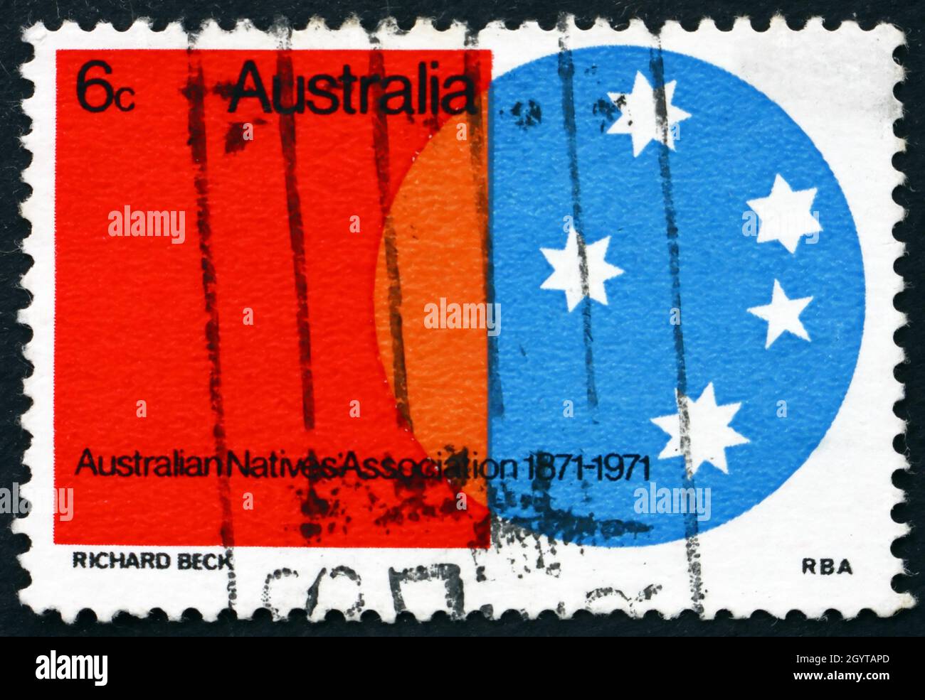 AUSTRALIA - CIRCA 1971: Un francobollo stampato in Australia mostra Southern Cross, Australian Natives Association, Centenary, circa 1971 Foto Stock