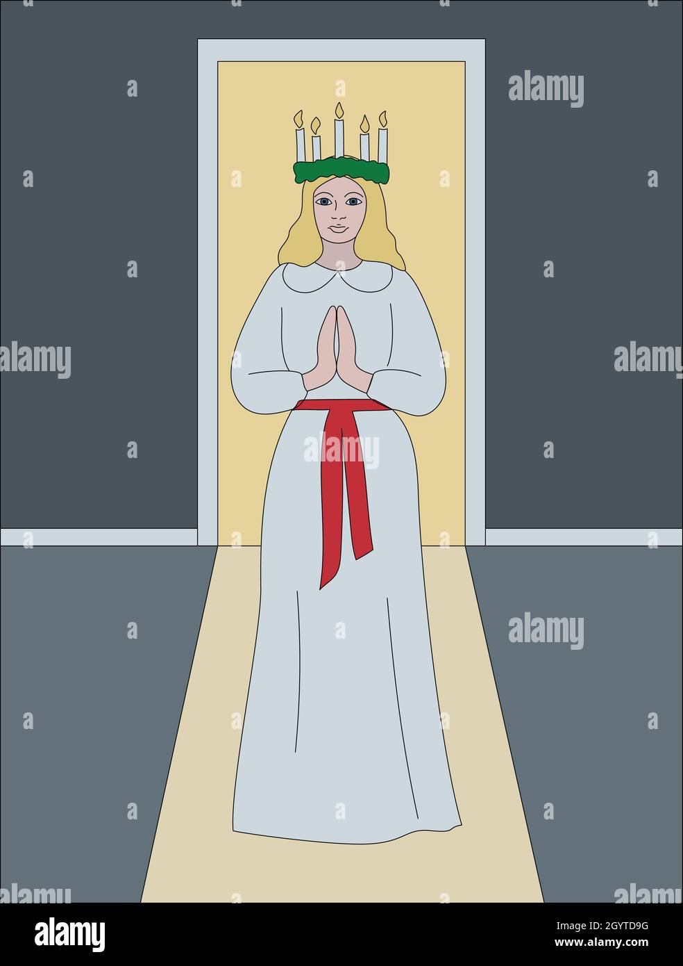 Tradizione natalizia svedese Lucia Illustrazione Vettoriale