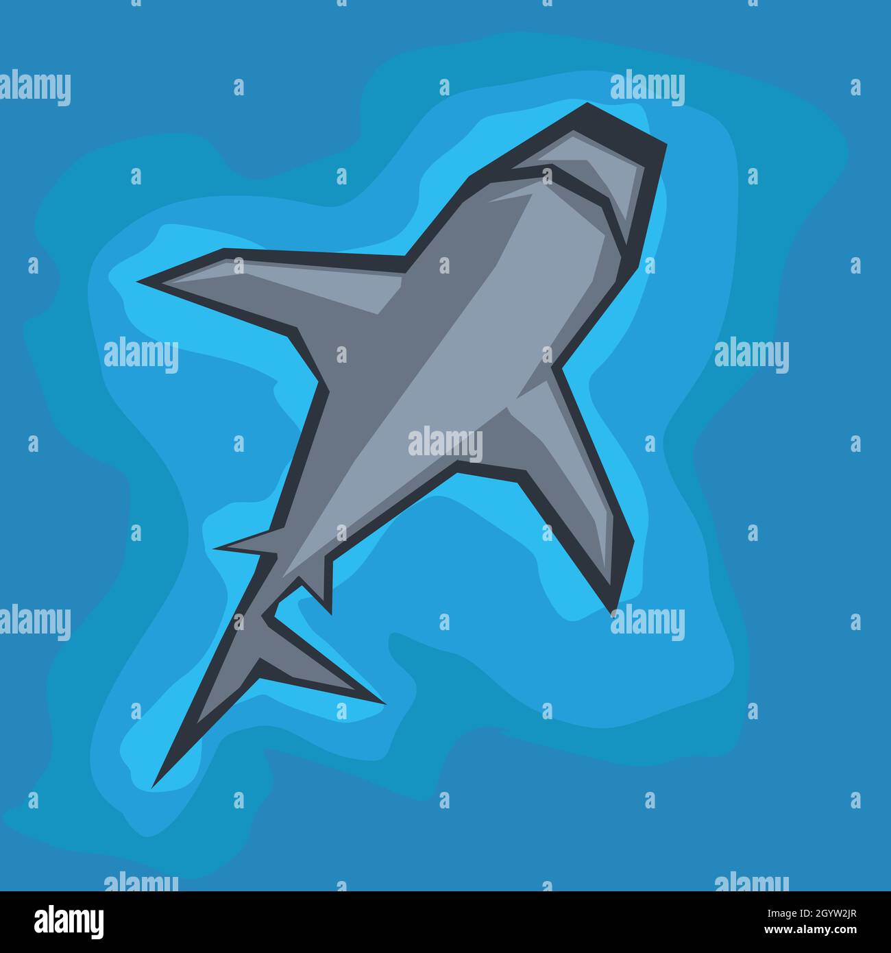 Squalo in mare illustrazione Illustrazione Vettoriale