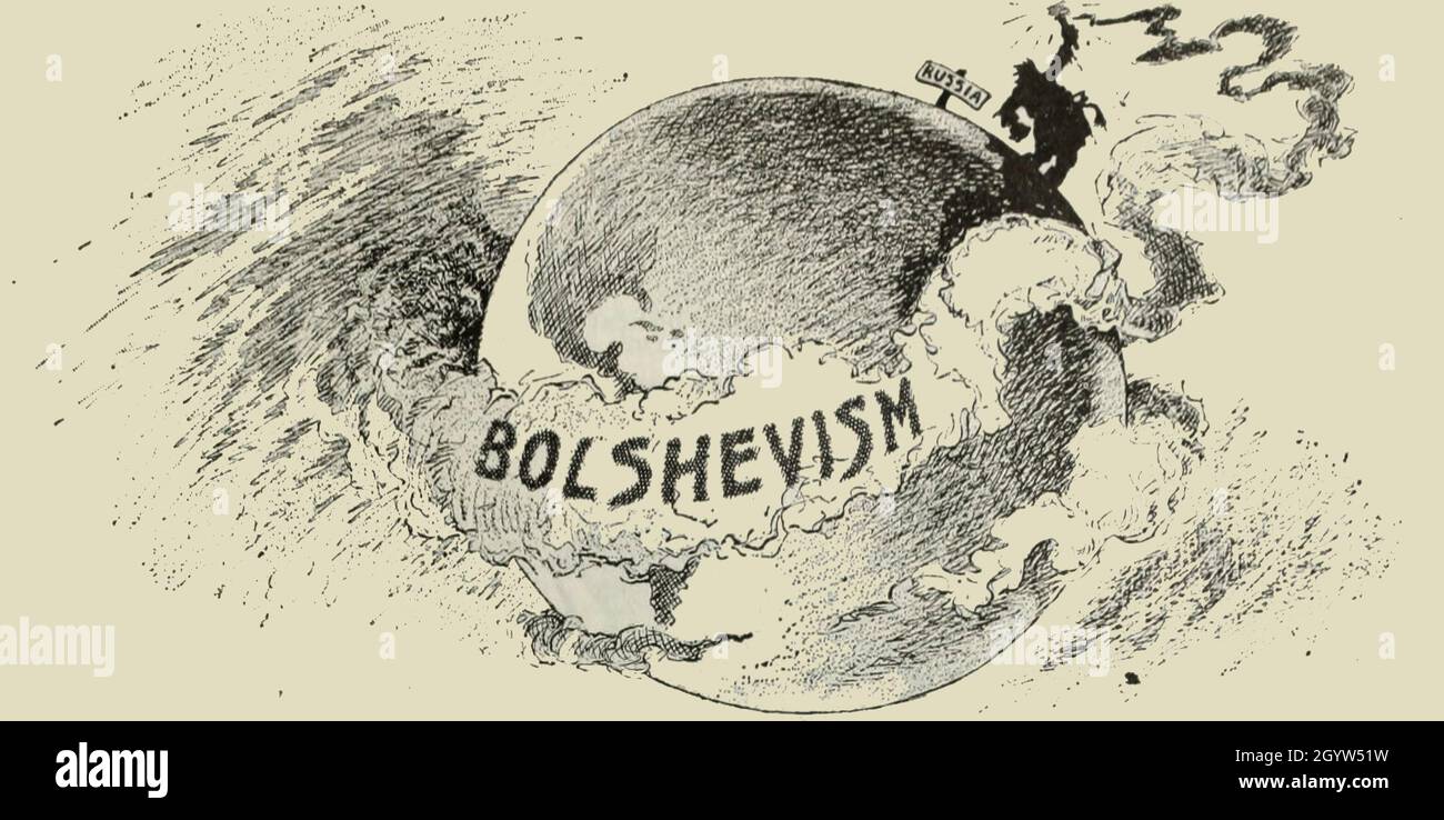 Bolscevismo - l'attacco del gas velenoso - Cartoon politico, 1919 Foto Stock