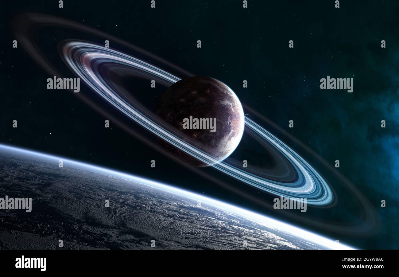 Paesaggio cosmico. Pianeti nello spazio profondo Foto Stock