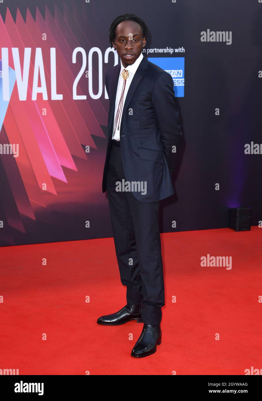 9 ottobre 2021. Londra, Regno Unito. Michael Ajao arriva alla Last Night di Soho prima di gala, parte del BFI London Film Festival, che si tiene presso il Royal Festival Hall. Credit: Doug Peters/EMPICS/Alamy Live News Foto Stock