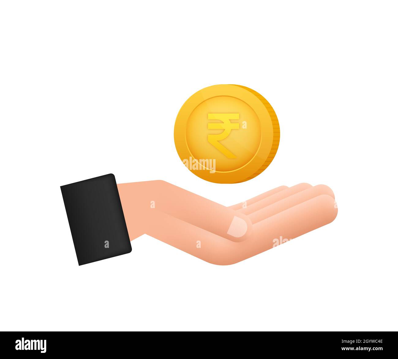 Moneta Rupee a portata di mano, grande design per qualsiasi scopo. Illustrazione vettoriale di stile piatto. Icona valuta. Illustrazione Vettoriale