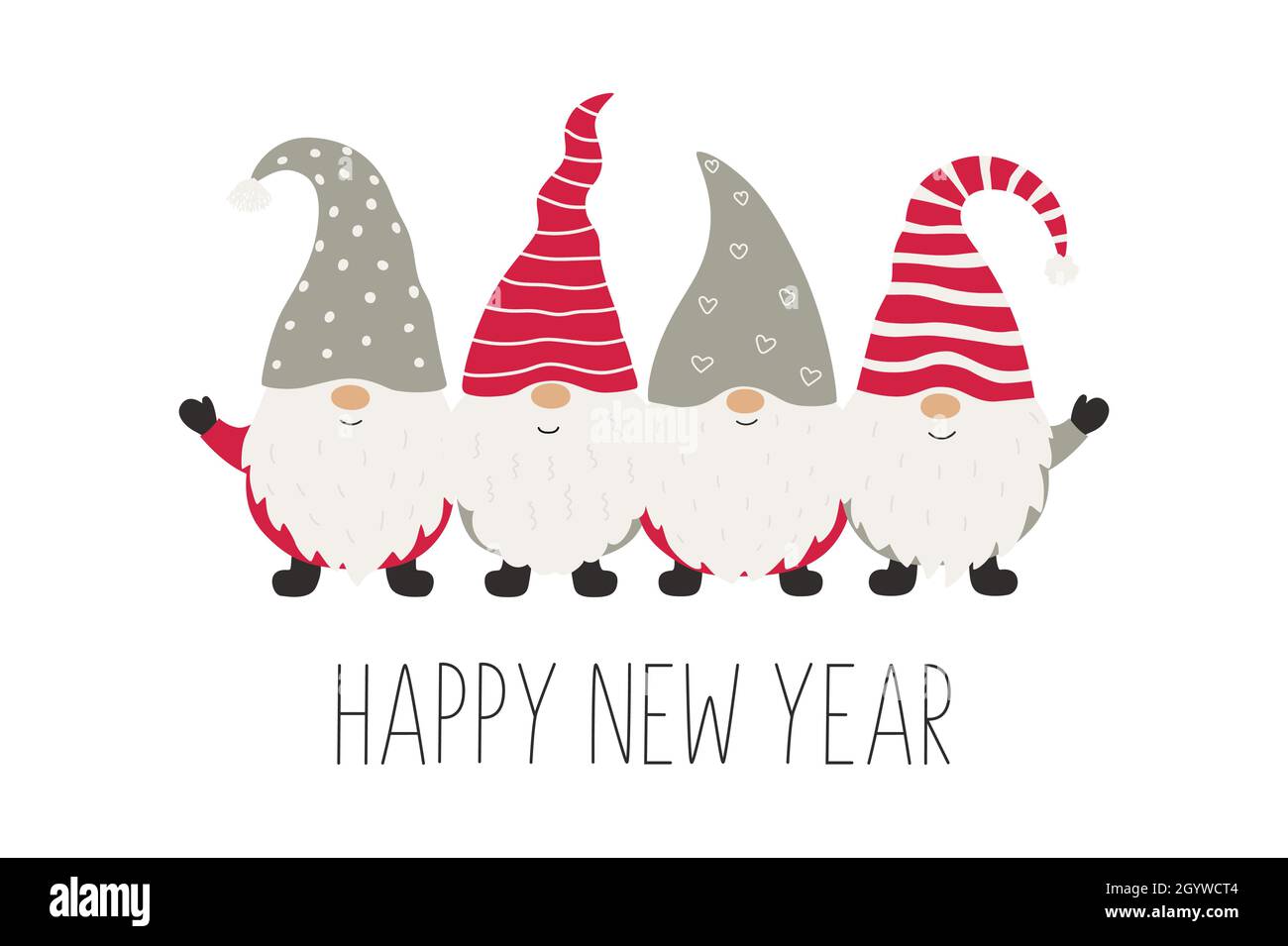 Biglietto di auguri di Natale con gnomes di natale. Illustrazione vettoriale Illustrazione Vettoriale