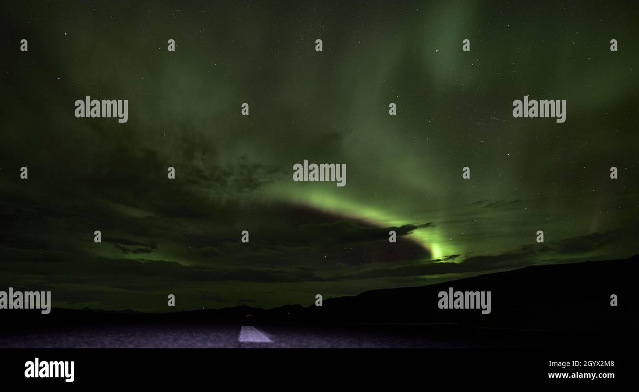 Ottobre l'aurora boreale in Islanda Foto Stock