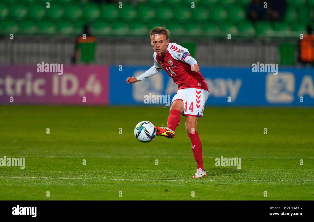 10 ottobre 2021:!! Durante la Moldavia contro la Danimarca, la Coppa del mondo di qualificazione allo stadio Zimbru, il Chis™inÄƒu, Moldavia. Prezzo Kim/CSM Foto Stock
