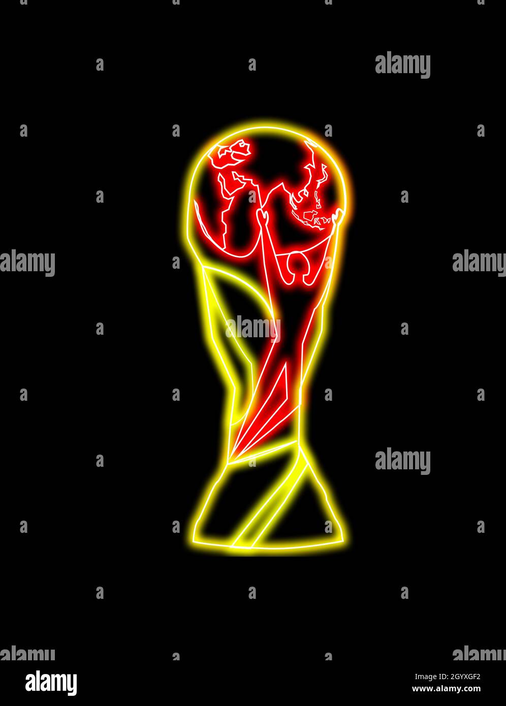 Trofeo della Coppa del mondo incandescente, Coppa del mondo FIFA 2022 Foto Stock