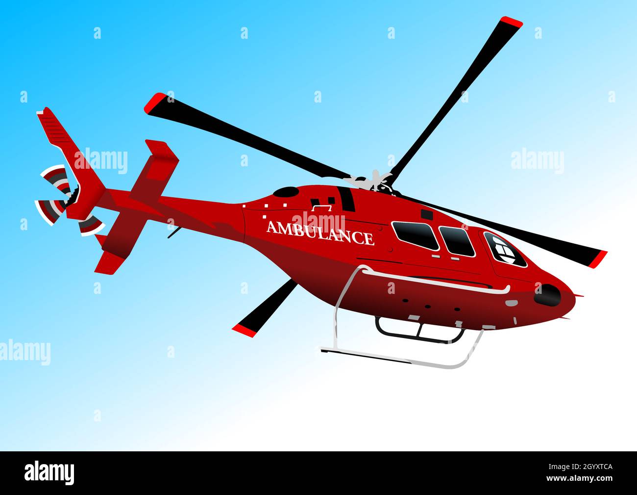 Ambulanza elicottero rosso. Illustrazione vettoriale 3d Illustrazione Vettoriale