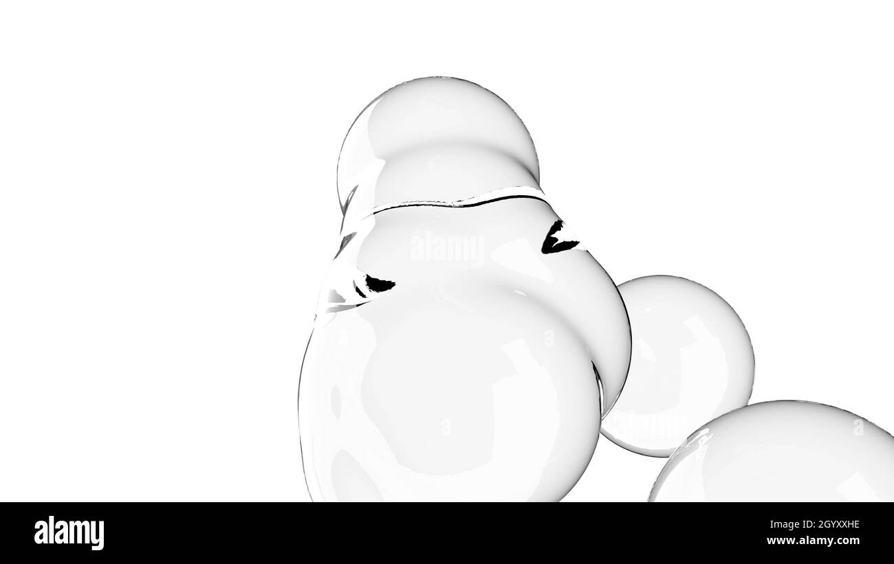 Metaballs liquido bolle acqua texture Ocean Wave sfere su bianco 3d rendering Foto Stock