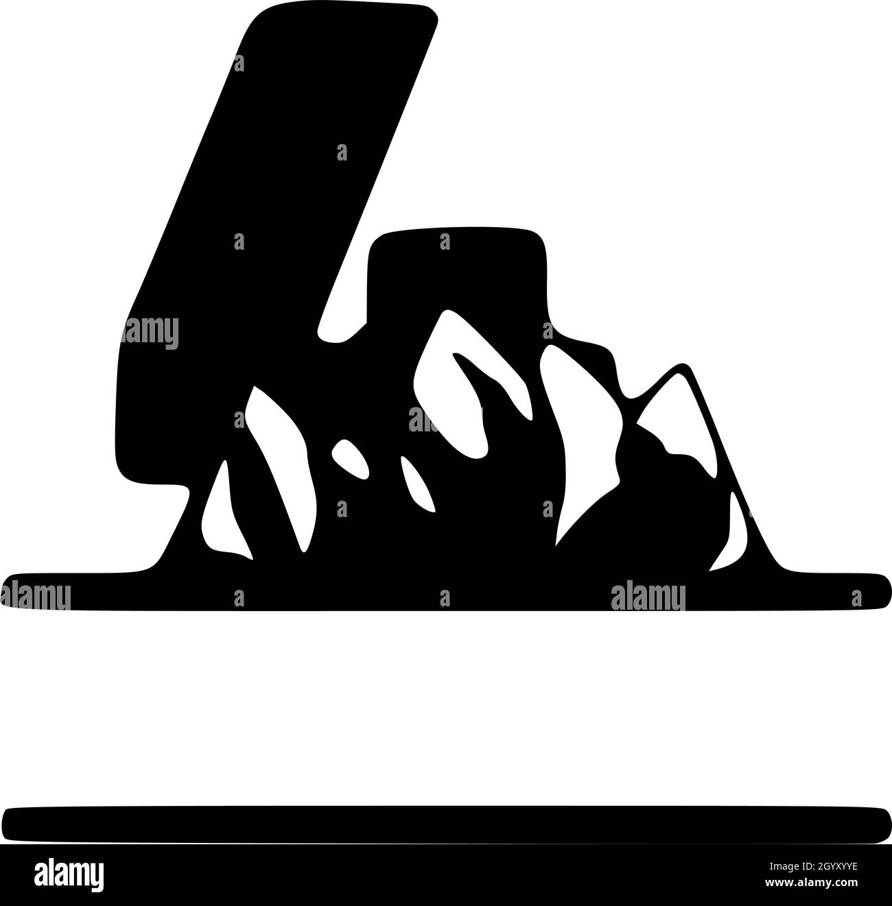 Numero 4 e montagne monogramma personalizzato. Logo vettoriale, emblemi o design iniziale. Illustrazione Vettoriale