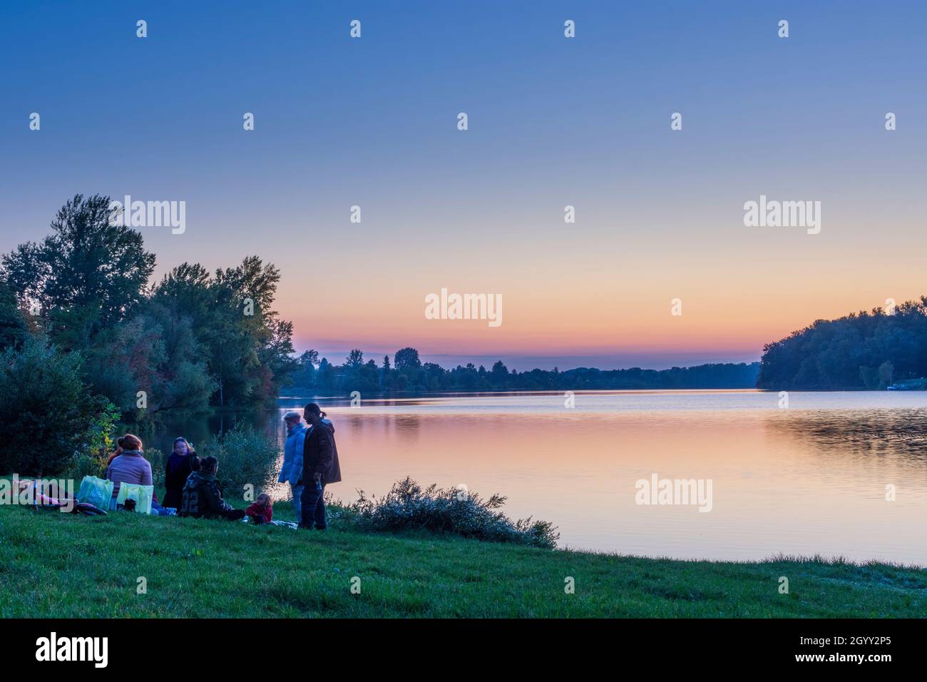 Andrä-Wördern: lago di oxbow del fiume Donau a Greifenstein a Wienerwald, boschi di Vienna, Niederösterreich, bassa Austria, Austria Foto Stock