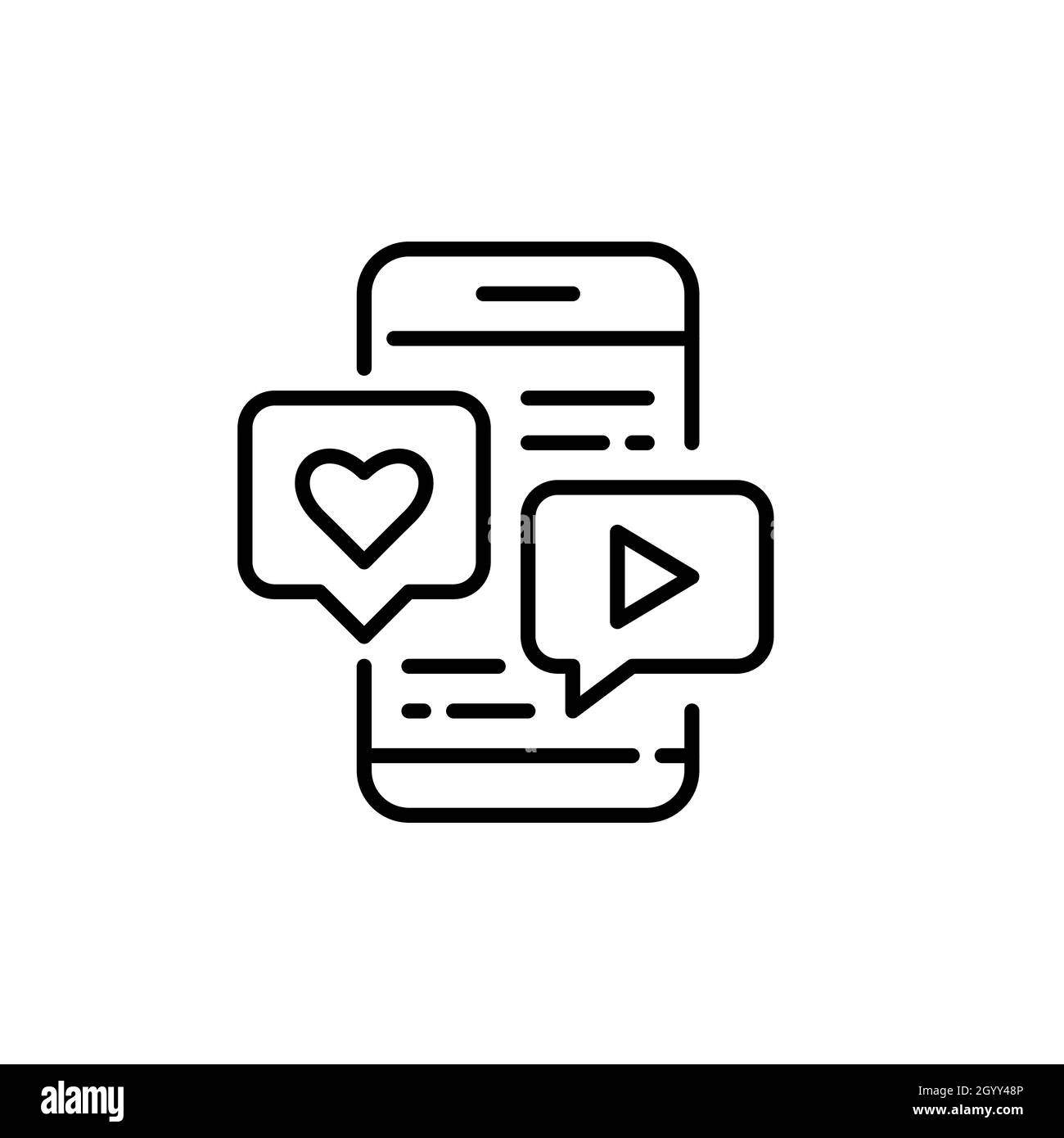 Chattare sui forum e utilizzare i messaggeri. Comunicazione sui social media su smartphone. Pixel Perfect, tratto modificabile. Illustrazione Vettoriale