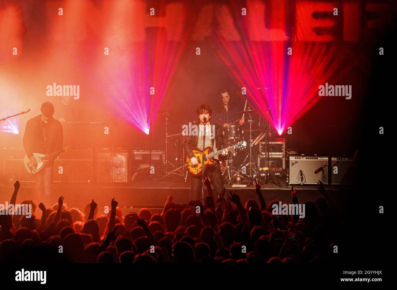 9 ottobre 2021: Inalatore della Dublin Band che suona dal vivo a Liverpool ..inalatore che esegue il loro album No 1 nel Regno Unito ''IT Won't Won Be Like This''' dal vivo a Liverpool Guildof Students UK (Credit Image: © Andy von PIP/ZUMA Press Wire) Foto Stock