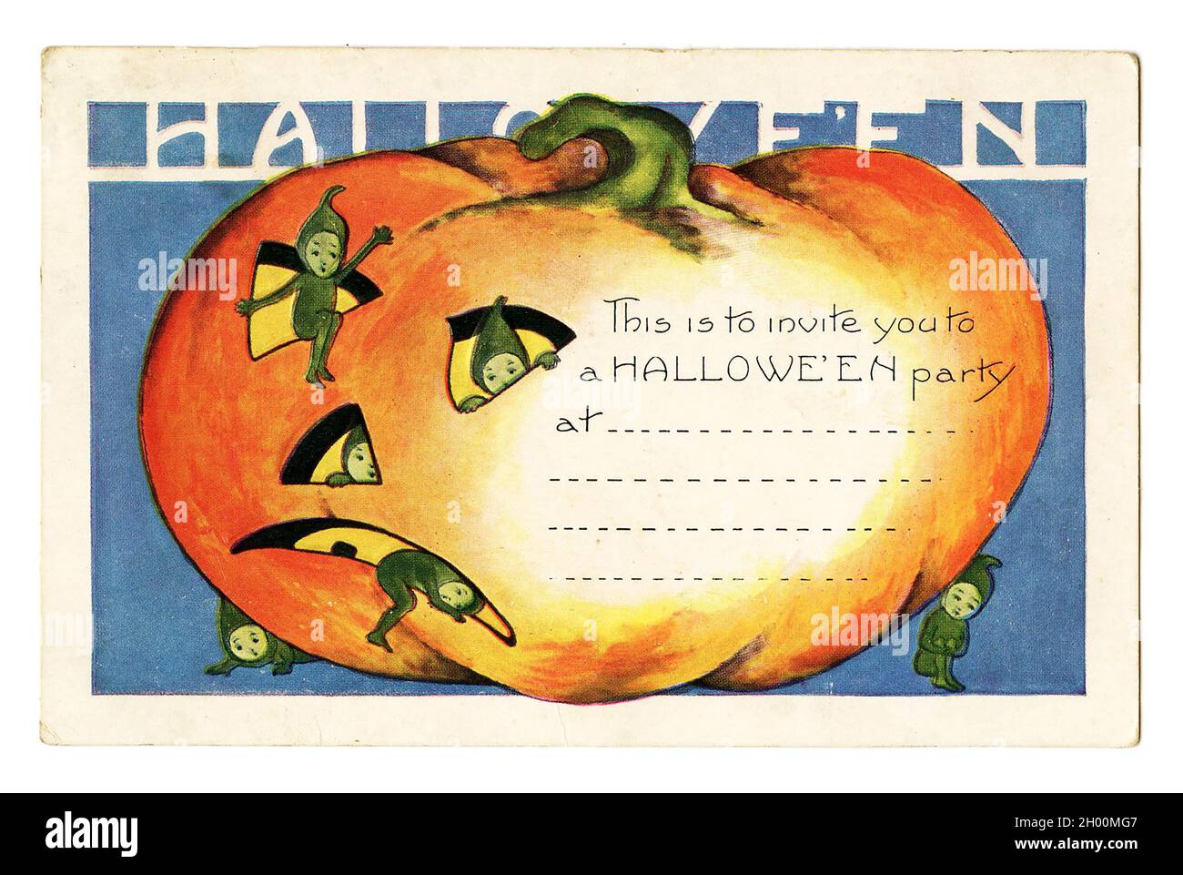 Biglietto d'auguri vintage di Halloween / cartolina. Primi del 1900. Carta di invito. Foto Stock