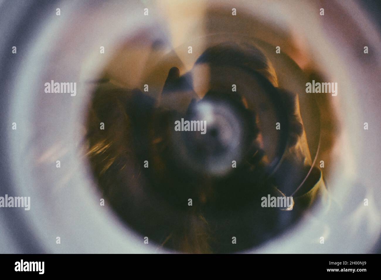 Macro closeup di un obiettivo della fotocamera pulito Foto Stock