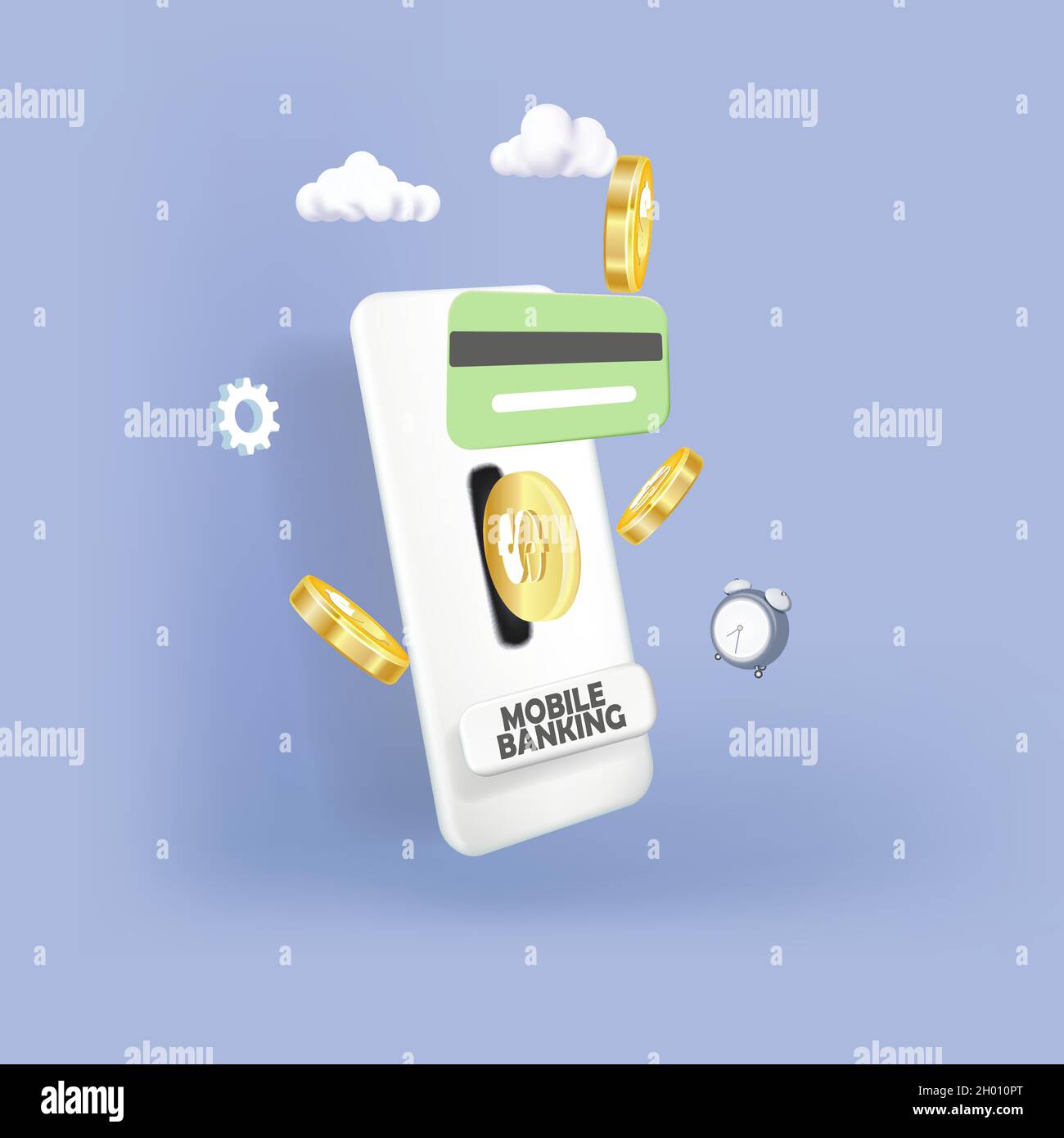 Mobile banking service, pagamento finanziario smartphone schermo mobile, tecnologia mobile display luce. Illustrazione vettoriale Illustrazione Vettoriale