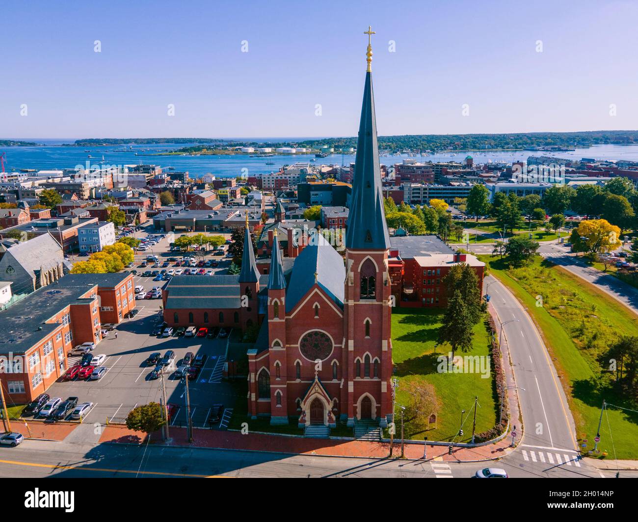 Portland Cattedrale dell'Immacolata Concezione al 307 Congress Street nel centro di Portland, Maine ME, USA. Foto Stock