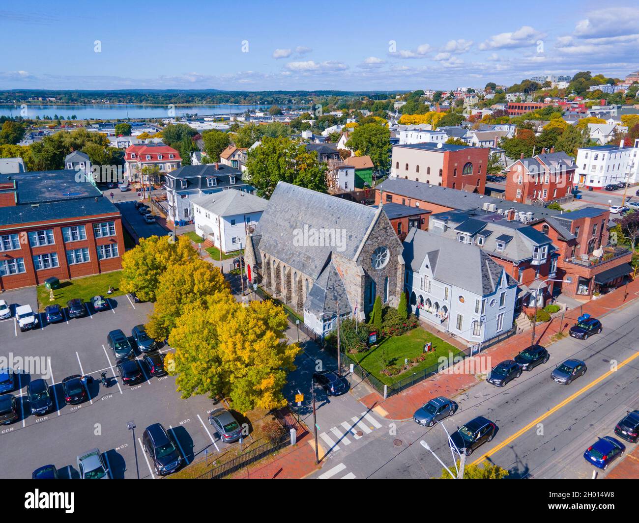 Chiesa Anglicana di St. Paul al 279 Congress Street nel centro di Portland, Maine ME, USA. Foto Stock
