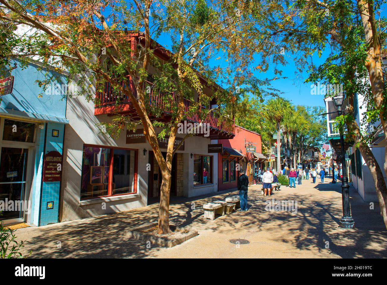 Earthbound Trading Co al 108 St. George Street nel centro storico di St. Augustine, Florida FL, USA. Foto Stock