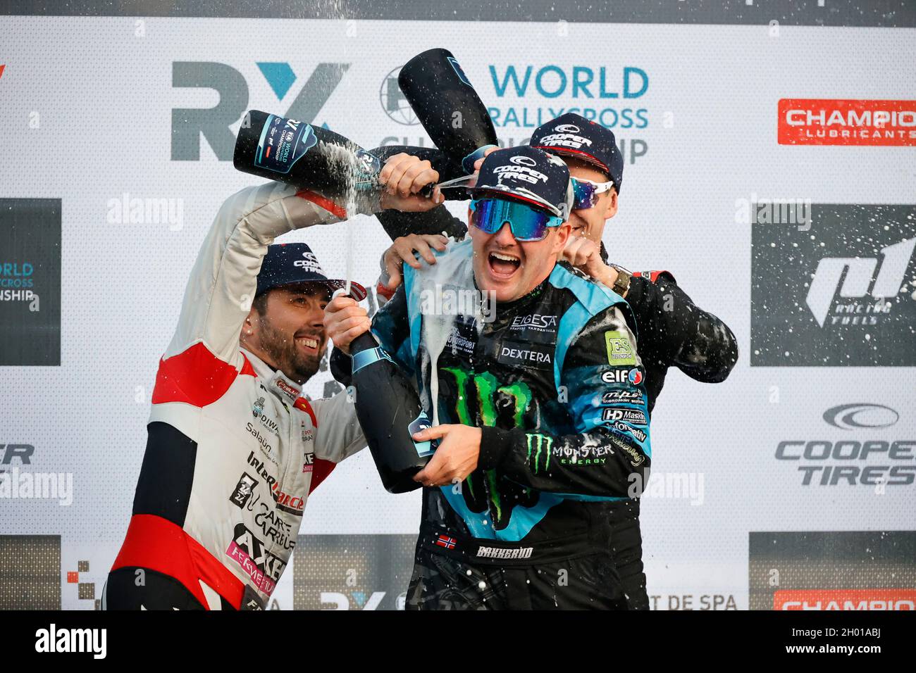 Podio Andreas BAKKERUD (NOR) del team GFS Motorsport Egyesület/ES K&N del Mondiale RX, ritratto nel corso del Mondiale RX di Benelux, 6° round del Campionato Mondiale Rallycross 2021 della FIA, FIA WRX, a partire dall'8 e 10 ottobre sul circuito di Spa-Francorchamps, a Stavelot, Belgio - Foto Paulo Maria / DPPI Foto Stock