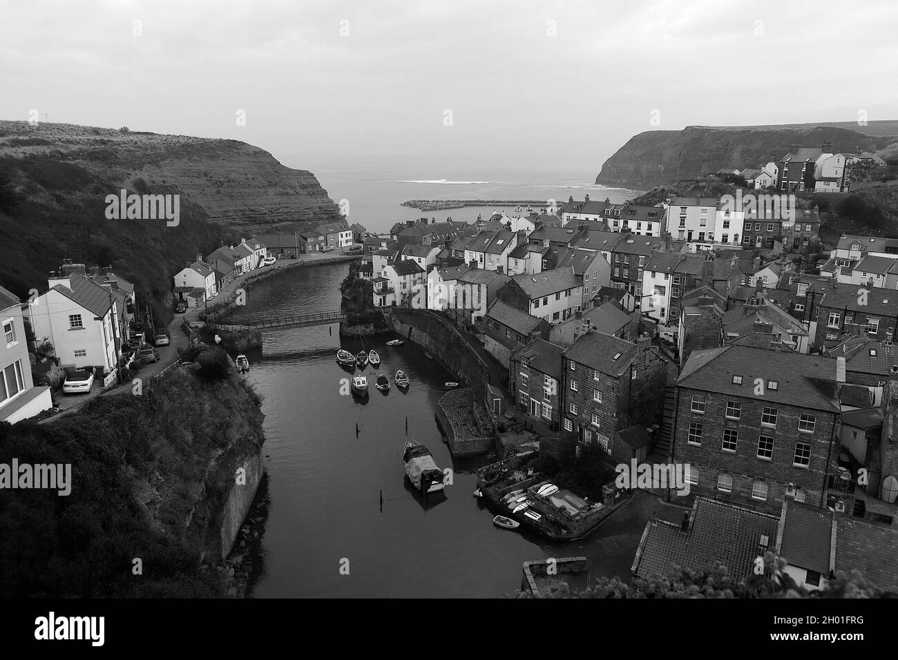 Staithes città balneare nel North Yorkshire, Regno Unito Foto Stock