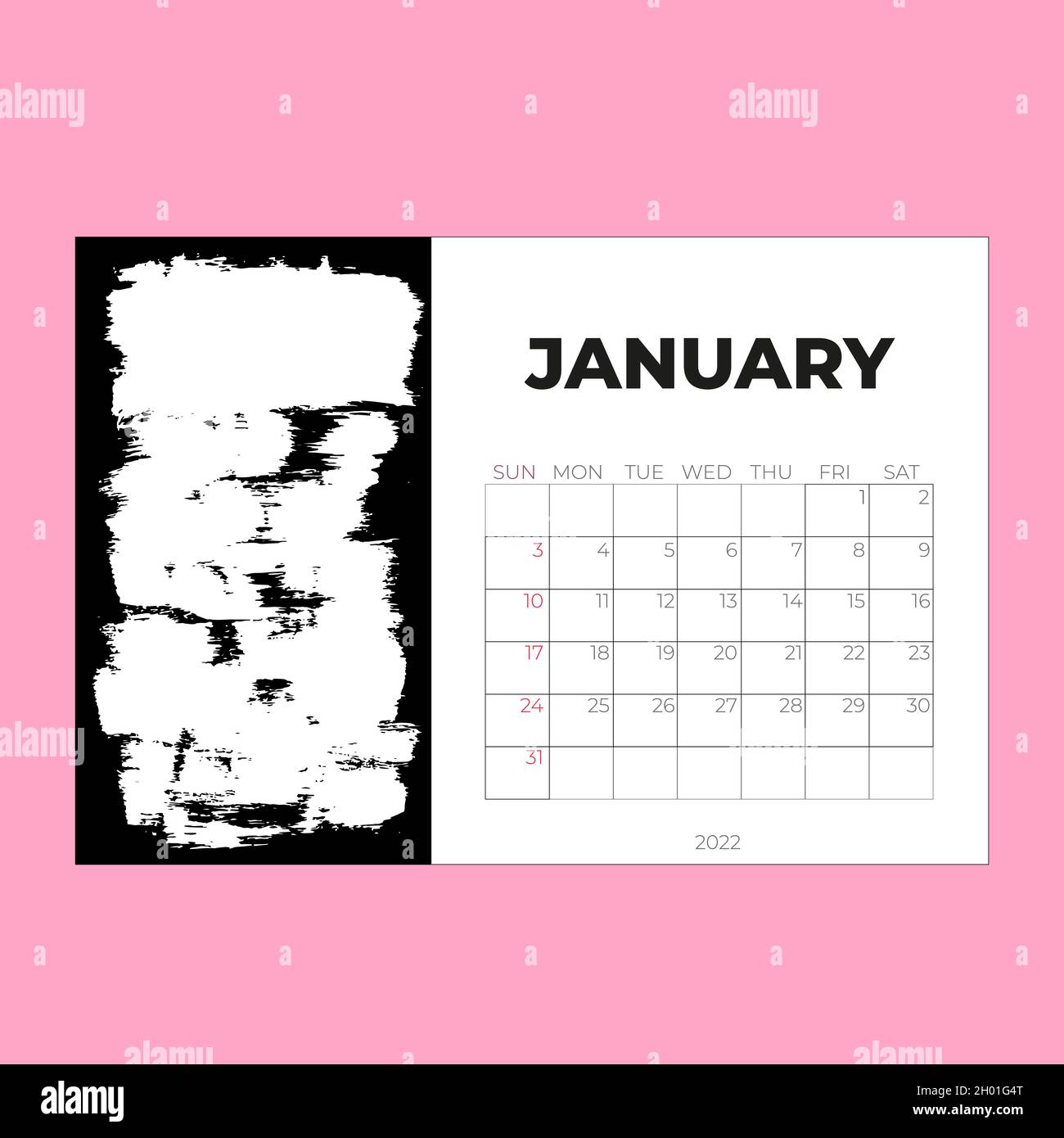 Gennaio 2022 Calendar Planner - illustrazione vettoriale. Modello. Mock up Illustrazione Vettoriale