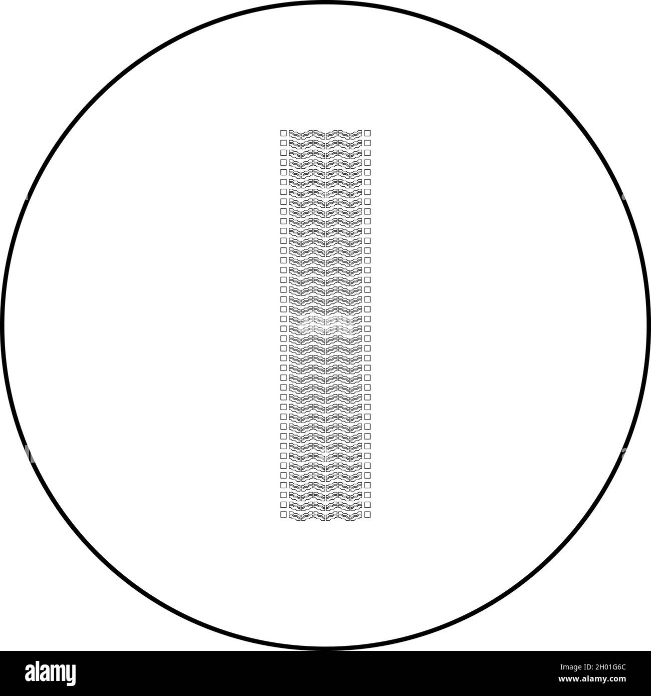Pneumatico pista Stampa di ruota auto pneumatici impronta auto icona in cerchio nero colore circolare vettore illustrazione solido stile contorno semplice immagine Illustrazione Vettoriale