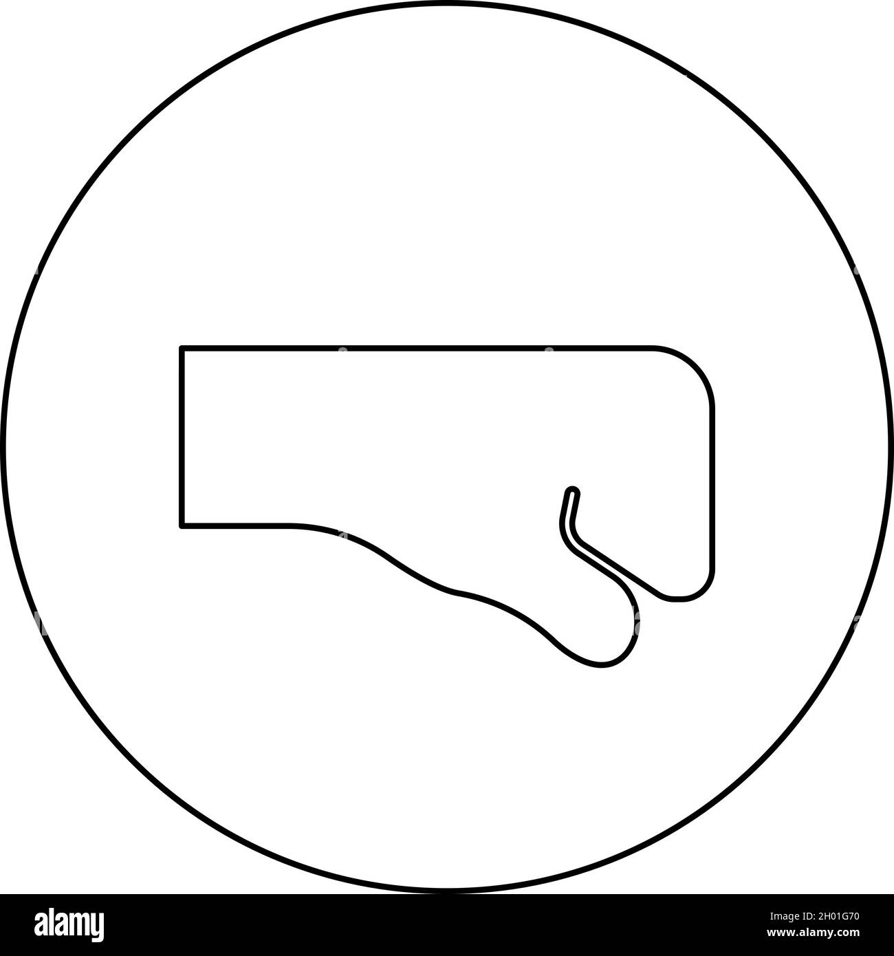 Icona a pugno in cerchio circolare immagine vettoriale di colore nero a tinta unita stile di contorno immagine semplice Illustrazione Vettoriale