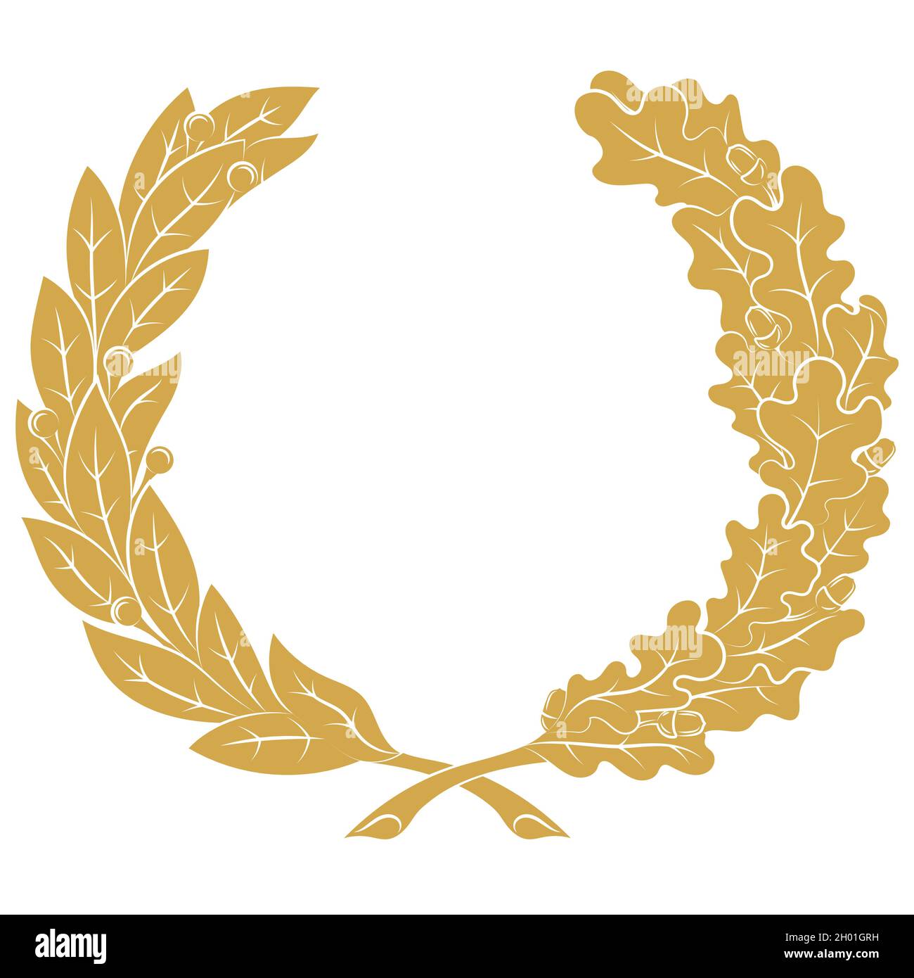 La corona del vincitore. Corona di rami di quercia e foglie di Laurel  Immagine e Vettoriale - Alamy