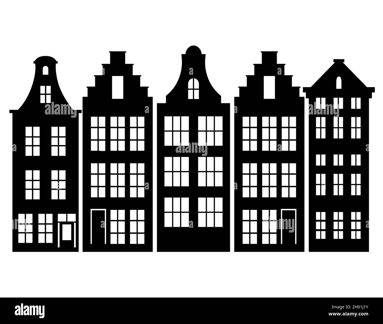 Holland costruzione architettura silhouette isolato Illustrazione Vettoriale