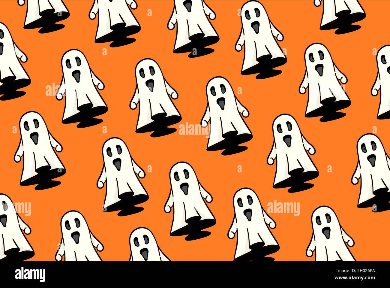 Cute fantasma halloween texture sfondo desing. Illustrazione vettoriale, Illustrazione Vettoriale