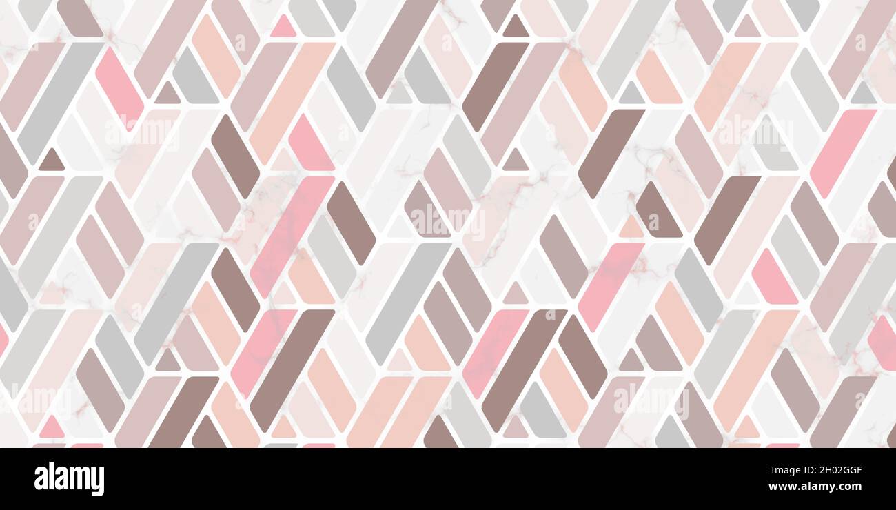 Lusso di motivi geometrici con righe di colore pastello a forma poligonale e texture in marmo. Elegante sfondo rosa per tappeti, carta da parati, abbigliamento Illustrazione Vettoriale