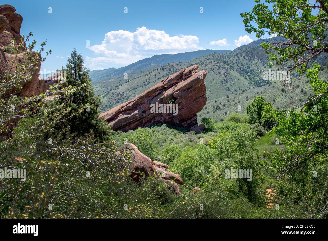 Red Rocks Park in Colorado ha incredibili rocce di nave e rocce di creazione in pietra di sabbia, in 640 ettari Foto Stock