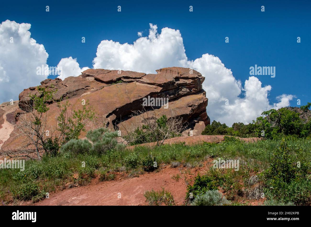 Formazioni di arenaria rossa sono abbondanti in Morrison Colorado presso il bellissimo parco di rocce rosse Foto Stock