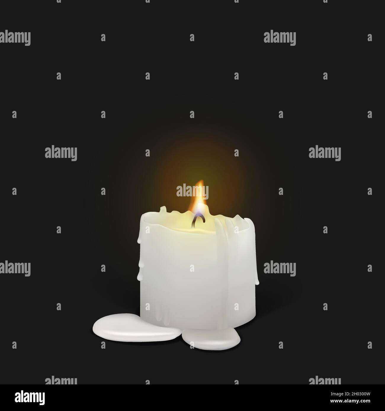 Masterizzazione di candela bianco su sfondo nero Illustrazione Vettoriale