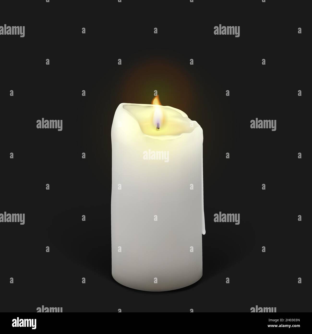 Masterizzazione di candela bianco su sfondo nero Illustrazione Vettoriale