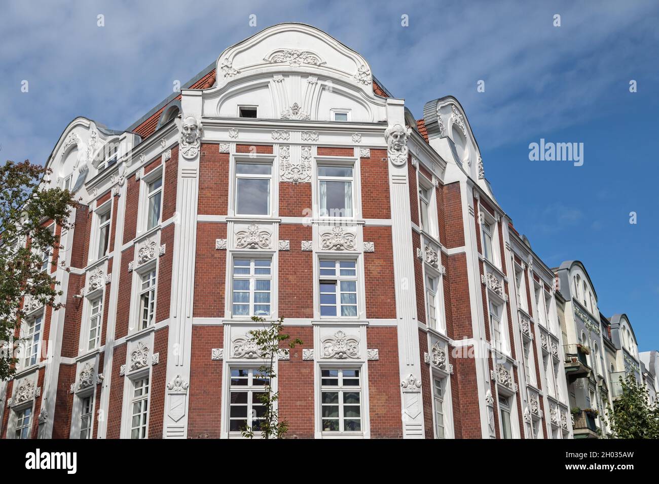 Casa d'angolo in stile Wilhelmine ad amburgo Foto Stock