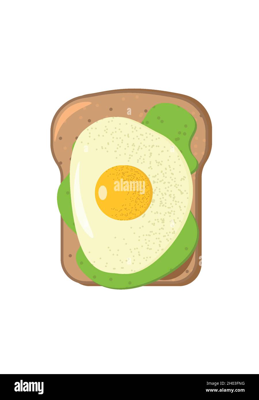Toast all'avocado. Sana prima colazione con toast all'avocado verde e uova Illustrazione Vettoriale
