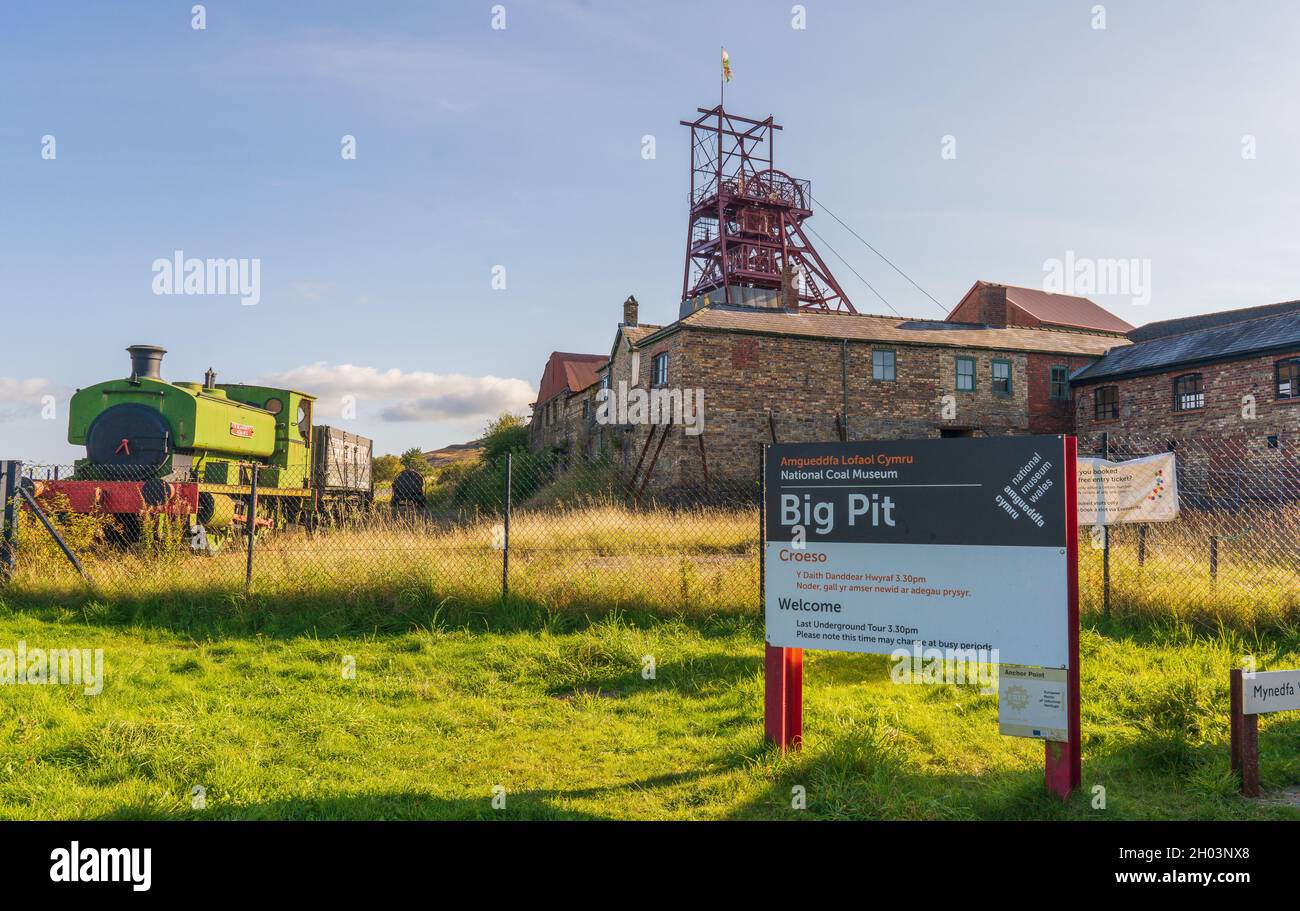 Blaenavon, Monmouthshire Galles UK Ottobre 10 2021 ingresso alla miniera di carbone Big Pit al Welsh Heritage Museum Big Pit a Blaenafon Galles Foto Stock