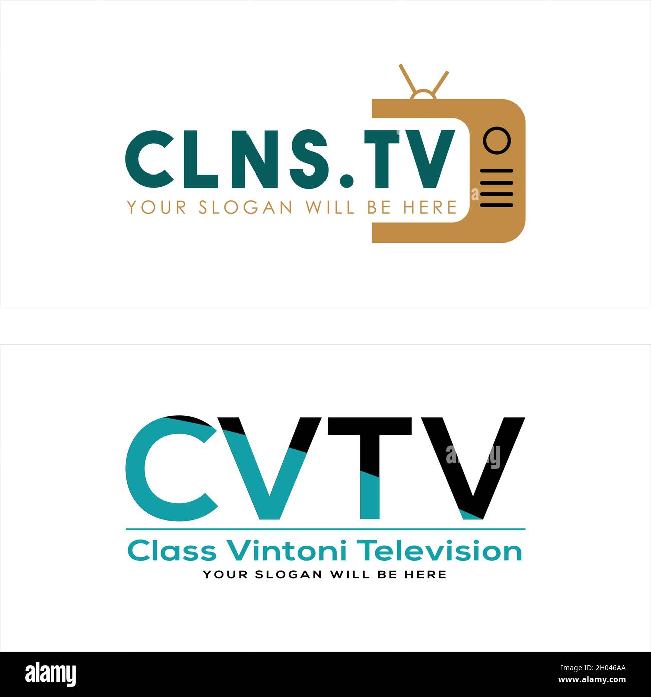 Design moderno del logo della televisione con tecnologia dei media Illustrazione Vettoriale