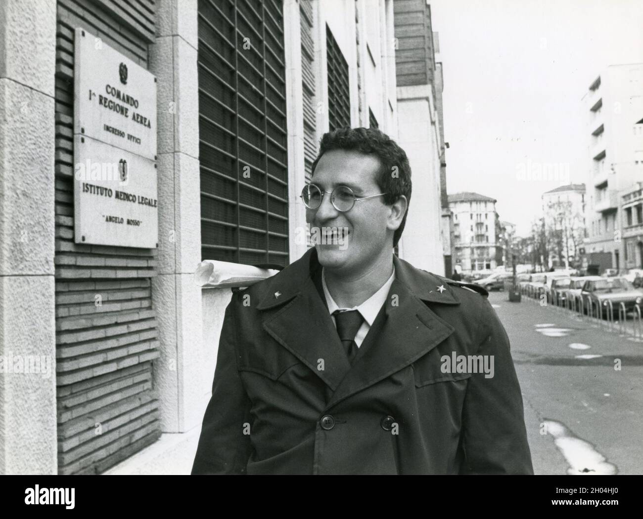 L'italiano Bobo figlio di politico e PM Craxi lascia il servizio militare, 1989 Foto Stock