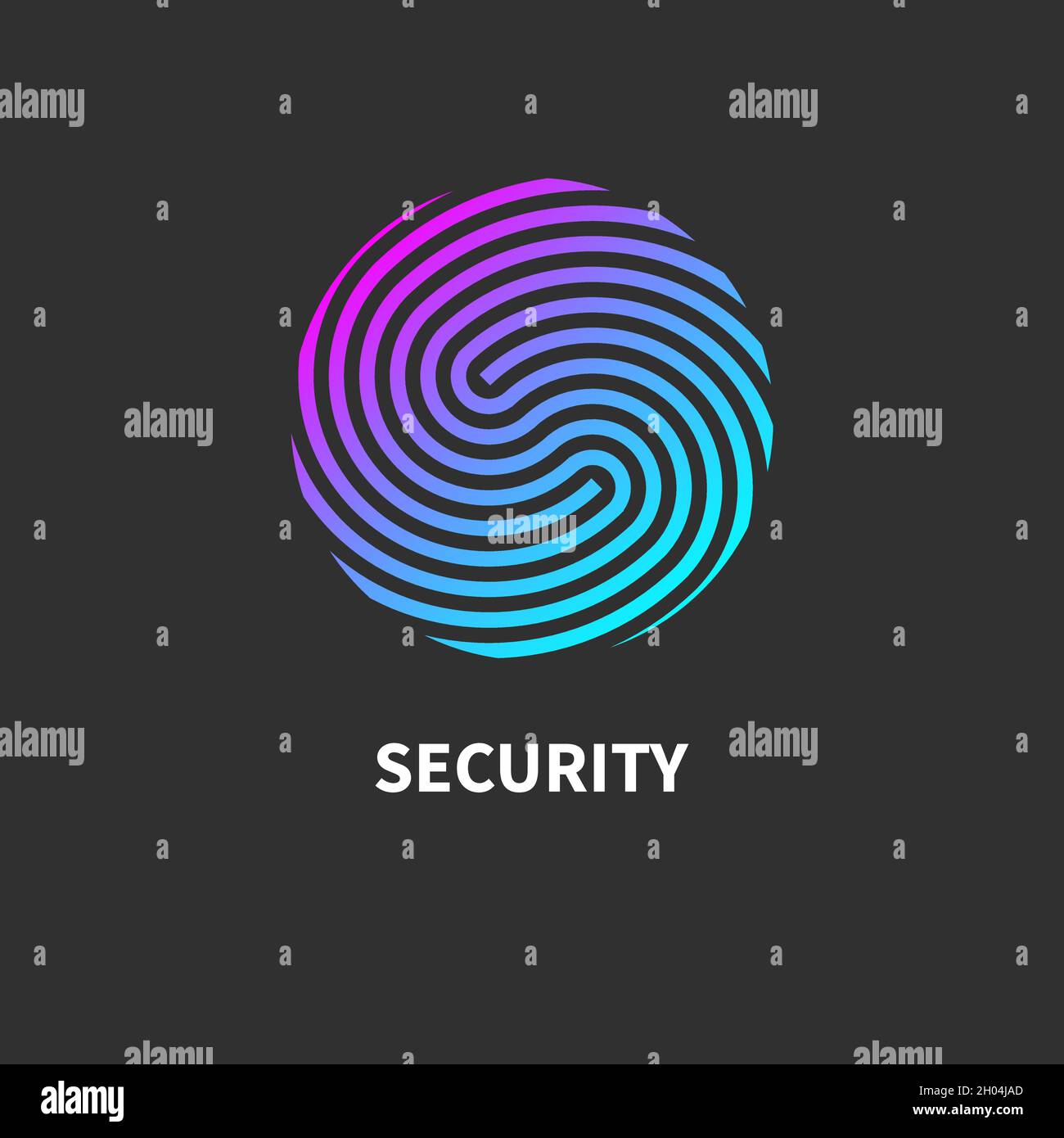 Icona di sicurezza. Logo rotondo di sicurezza. Simbolo di identificazione, simbolo. Informazioni sulle impronte digitali. Illustrazione vettoriale Illustrazione Vettoriale
